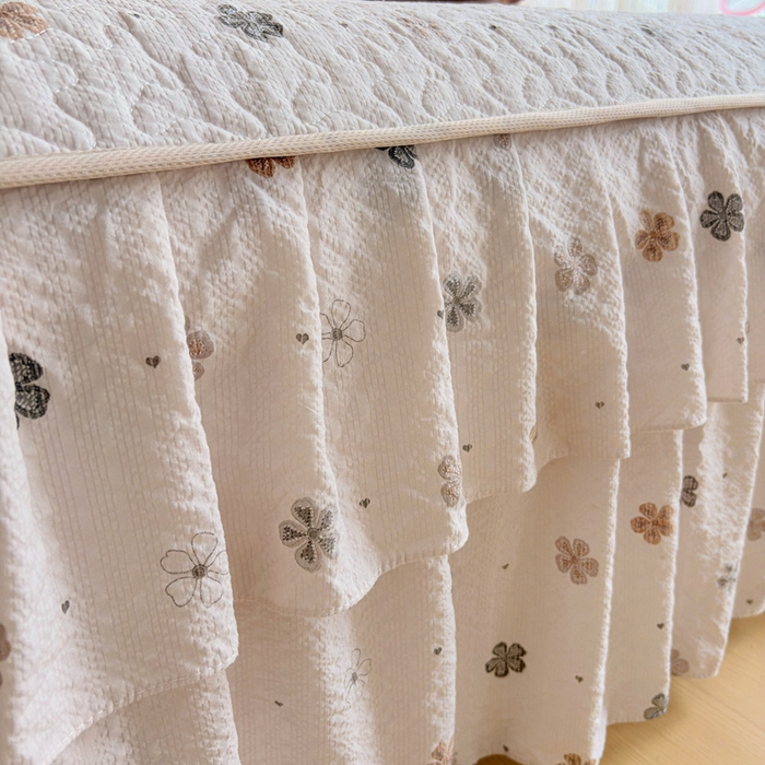 91家纺网 家纺一手货源 找家纺 铠畅家纺 2026新款泡芙纱水洗棉夏被四件套 焦糖花野