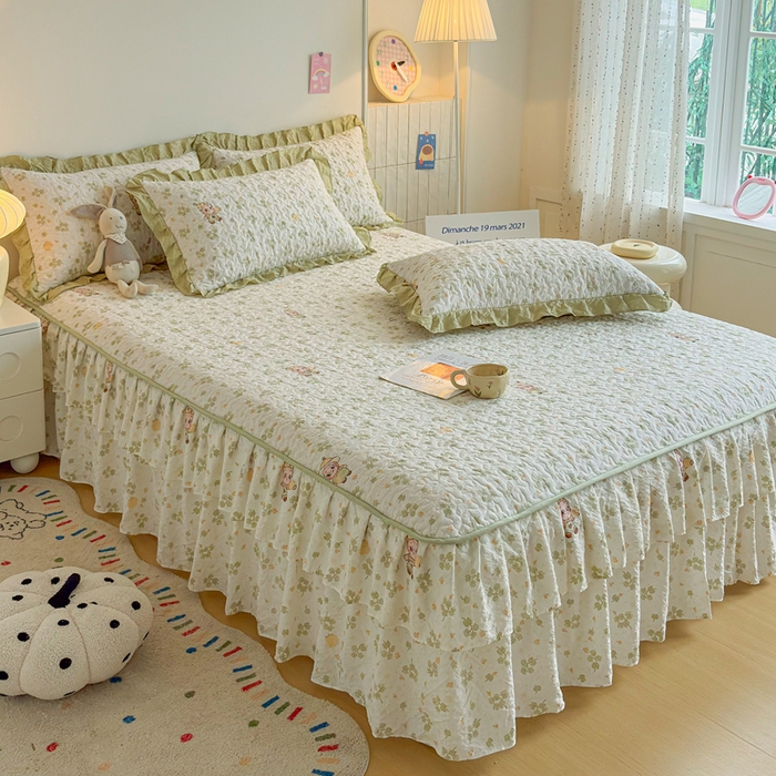 91家纺网 家纺一手货源 找家纺 铠畅家纺 2026新款泡芙纱水洗棉夏被四件套 青禾于免