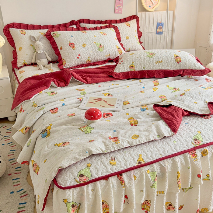 91家纺网 家纺一手货源 找家纺 铠畅家纺 2026新款泡芙纱水洗棉夏被四件套 同梦圆舞曲