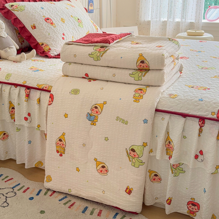 铠畅家纺 2026新款泡芙纱水洗棉夏被四件套 同梦圆舞曲