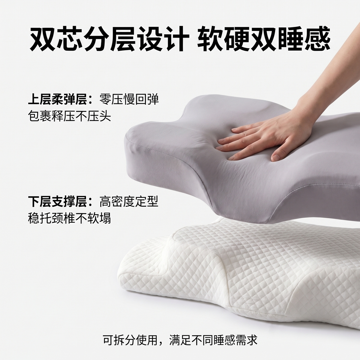 91家纺网 家纺一手货源 找家纺 （总）熙朵梦家纺 2026新款跨境支撑性牛角枕飞机枕碟形枕枕头慢回弹枕芯