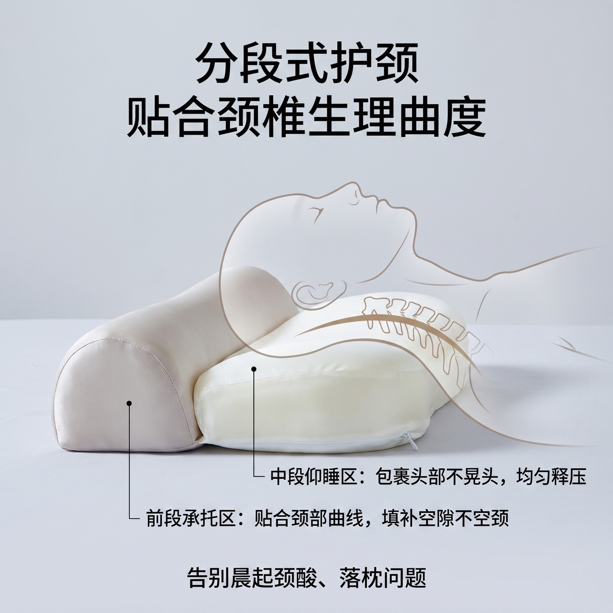 91家纺网 家纺一手货源 找家纺 熙朵梦家纺 2026新款牵引枕记忆枕芯凉感零压深睡按摩枕芯枕头 牵引枕-灰白