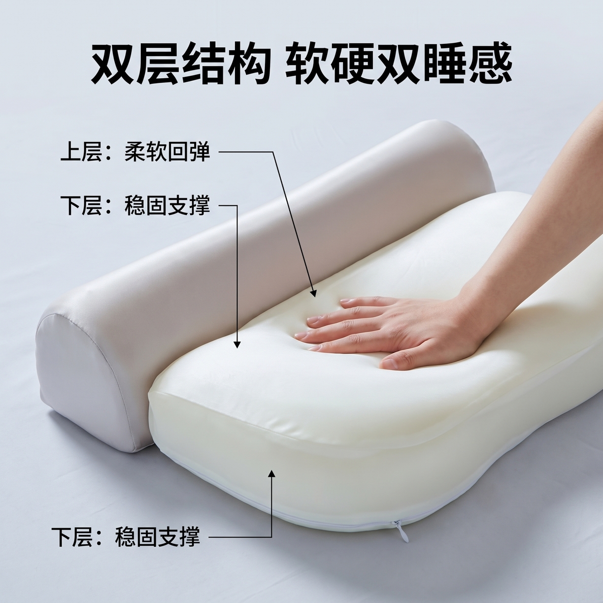 91家纺网 家纺一手货源 找家纺 熙朵梦家纺 2026新款牵引枕记忆枕芯凉感零压深睡按摩枕芯枕头 牵引枕-灰白