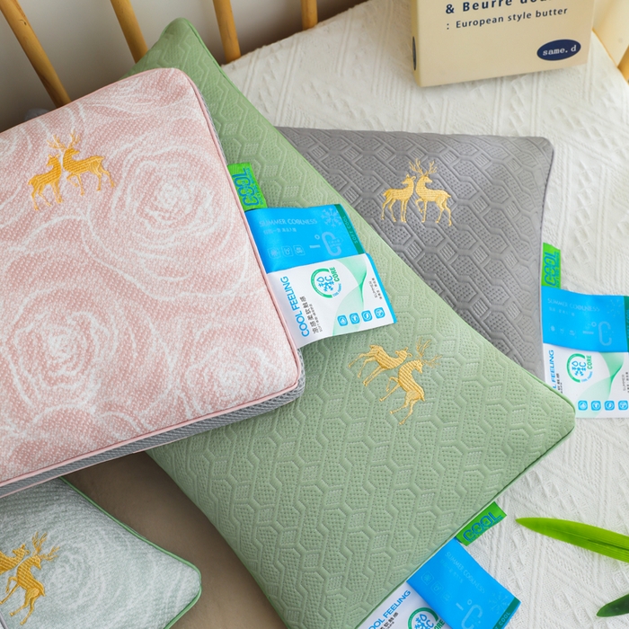 91家纺网 家纺一手货源 找家纺 仁宇枕业 2026新款新品 透气款夏凉凉感丝荞麦枕头枕芯 组合图仅供展示不可下单