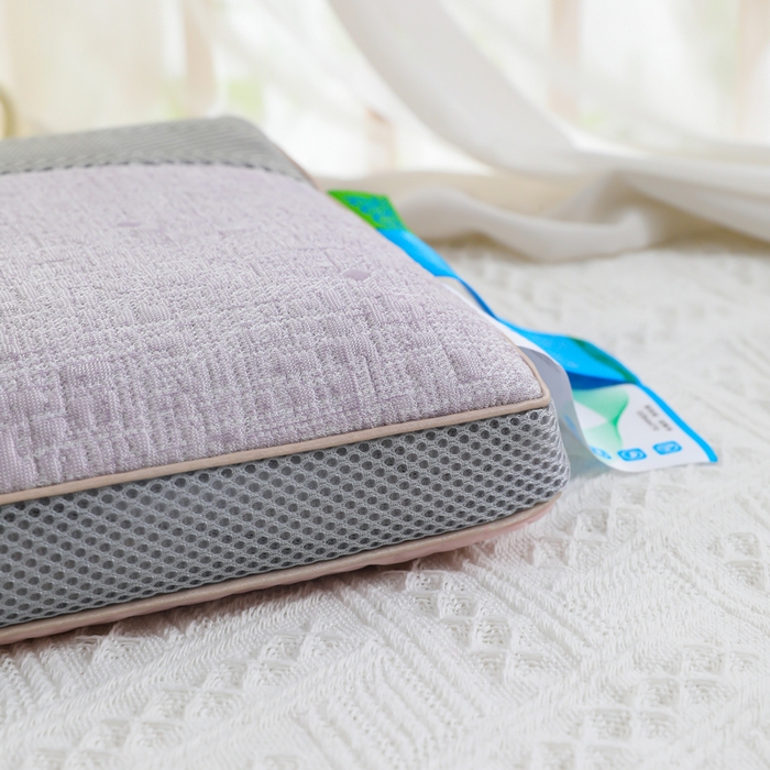 91家纺网 家纺一手货源 找家纺 仁宇枕业 2026新款新品 透气款夏凉凉感丝荞麦枕头枕芯 透气拼色蝴蝶结夏凉枕-双边款粉色