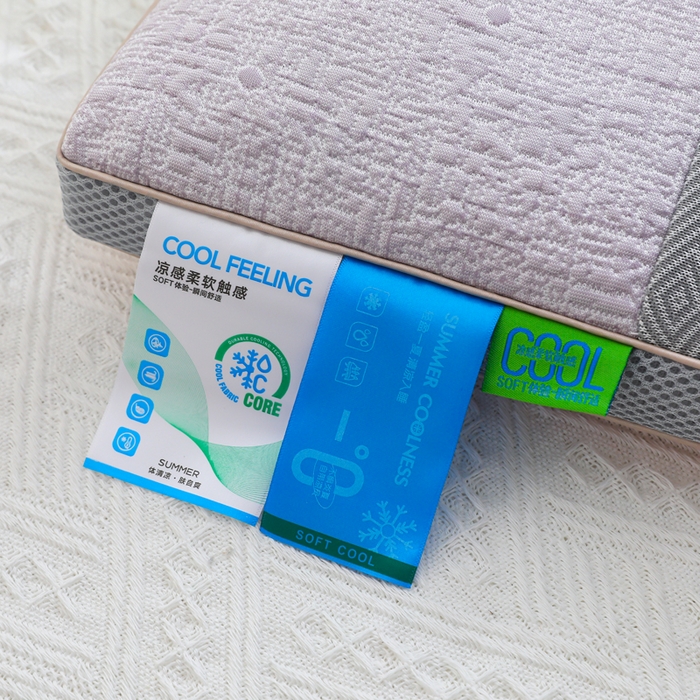 91家纺网 家纺一手货源 找家纺 仁宇枕业 2026新款新品 透气款夏凉凉感丝荞麦枕头枕芯 透气拼色蝴蝶结夏凉枕-双边款粉色