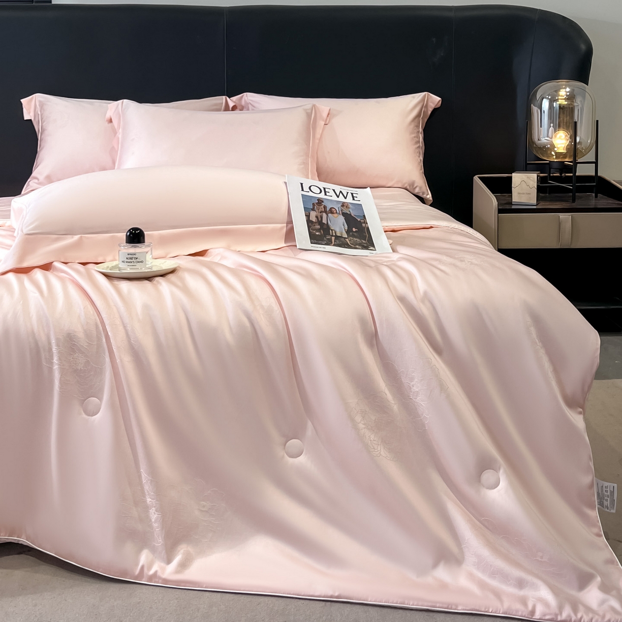 91家纺网 家纺一手货源 找家纺 （总）新方向 2026A类20%蚕丝提花天丝棉夏被四件套 65%60s兰精天丝 35%100支长绒棉-花影风格二