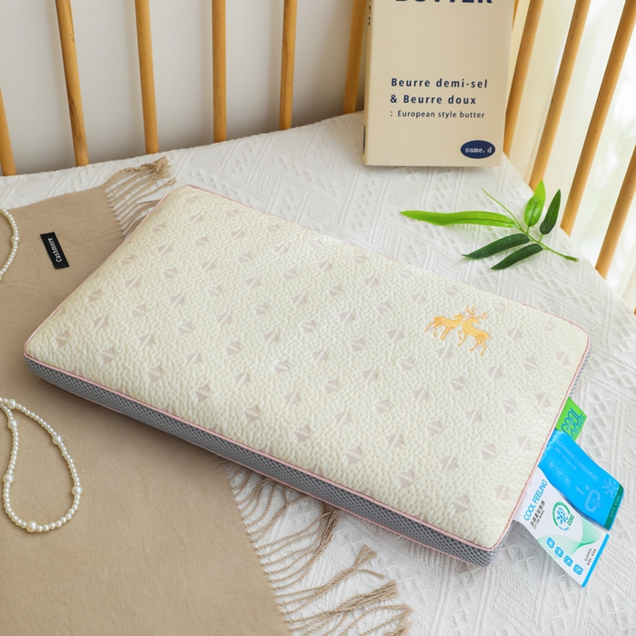 仁宇枕业 2026新款新品 透气款夏凉凉感丝荞麦枕头枕芯 透气三角夏凉枕-双边款粉色