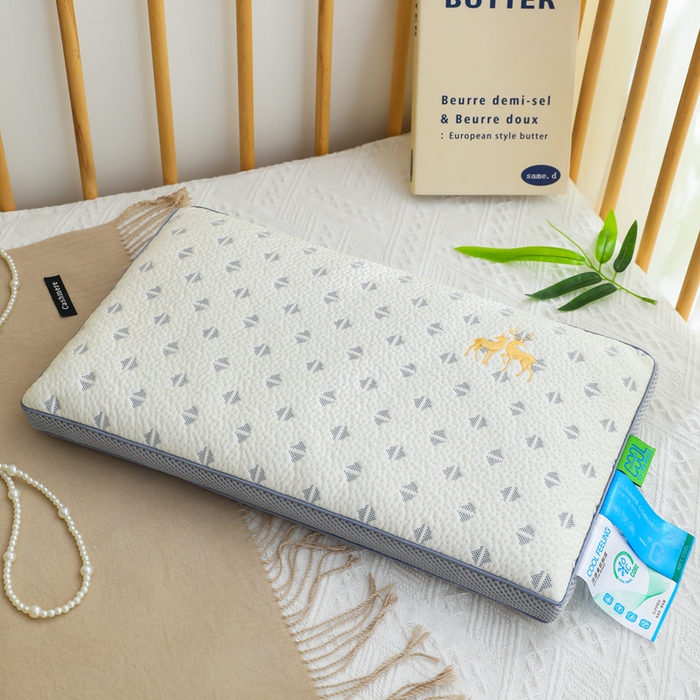 仁宇枕业 2026新款新品 透气款夏凉凉感丝荞麦枕头枕芯 透气三角夏凉枕-双边款蓝色