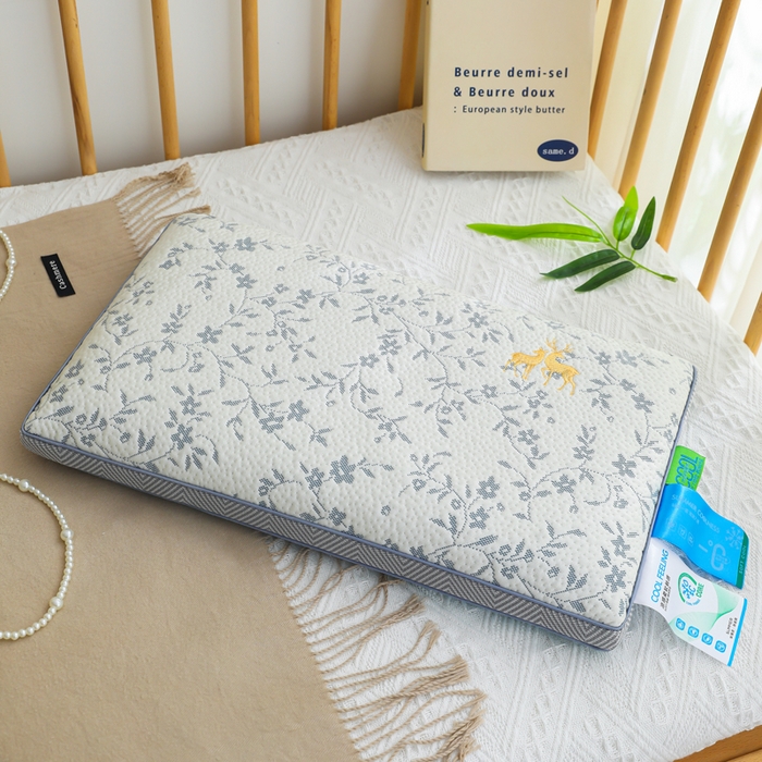 仁宇枕业 2026新款新品 透气款夏凉凉感丝荞麦枕头枕芯 透气紫藤花夏凉枕-双边款蓝色