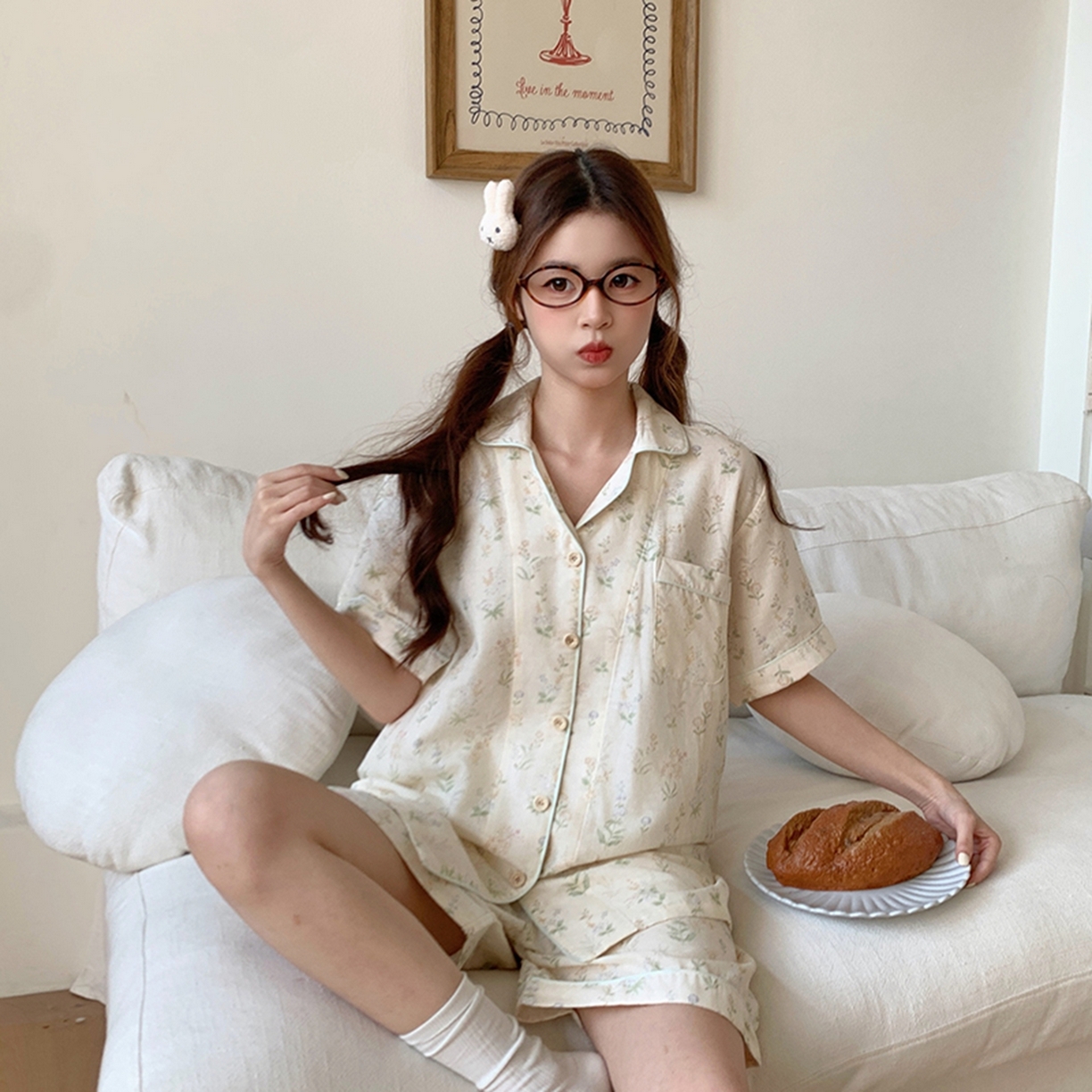 91家纺网 家纺一手货源 找家纺 爱思佳 2026新款全棉纯棉双层纱短袖睡衣系列 伴夏