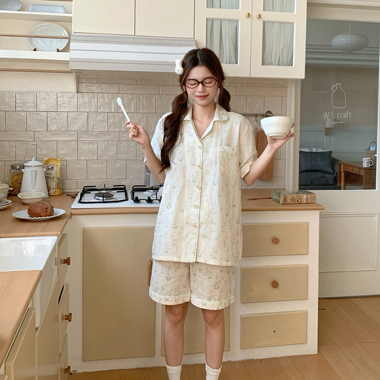 91家纺网 家纺一手货源 找家纺 爱思佳 2026新款全棉纯棉双层纱短袖睡衣系列 伴夏