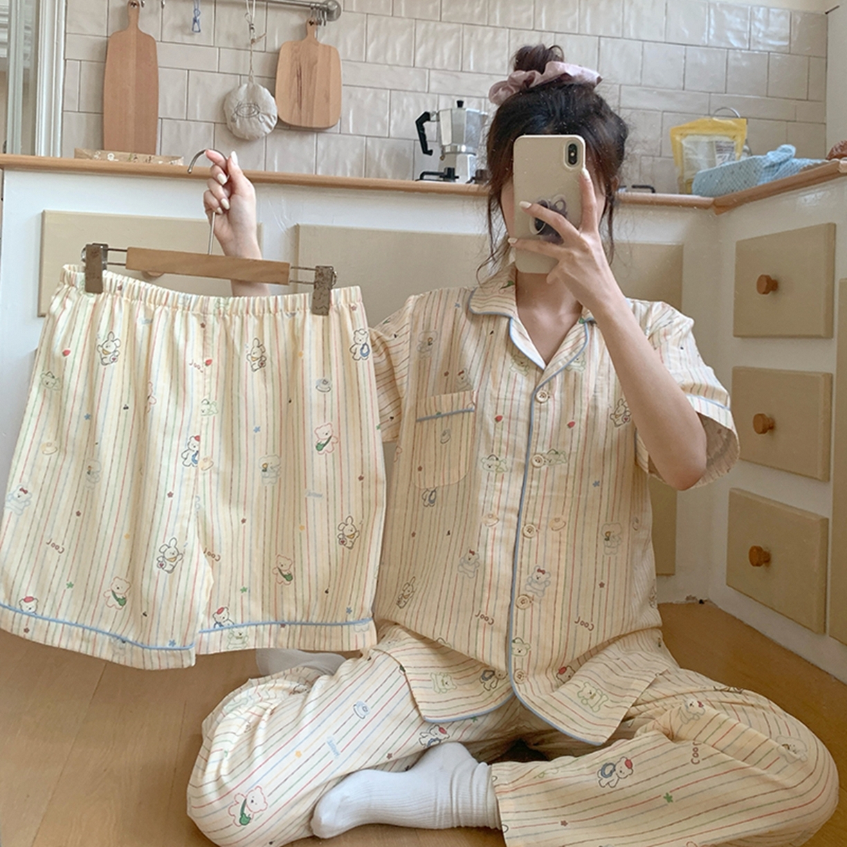 爱思佳 2026新款全棉纯棉双层纱短袖睡衣系列 嘟嘟熊