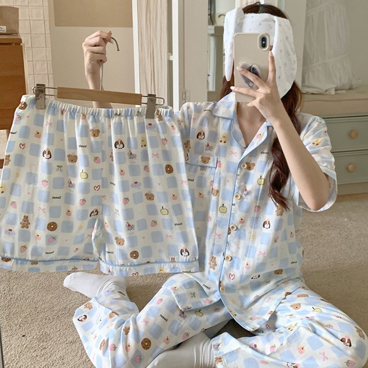 爱思佳 2026新款全棉纯棉双层纱短袖睡衣系列 消消乐