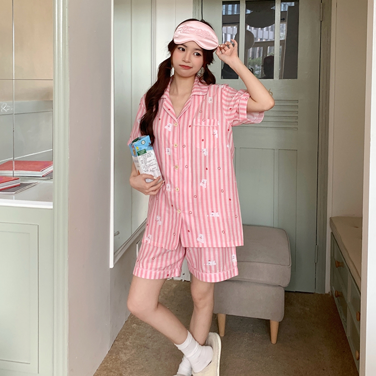 91家纺网 家纺一手货源 找家纺 爱思佳 2026新款全棉纯棉双层纱短袖睡衣系列 西高地