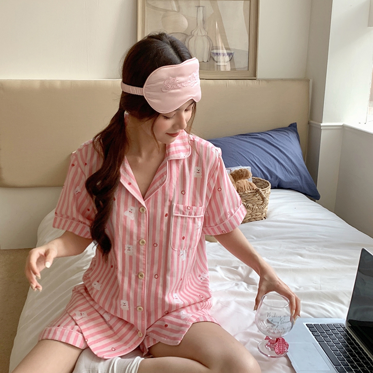 91家纺网 家纺一手货源 找家纺 爱思佳 2026新款全棉纯棉双层纱短袖睡衣系列 西高地