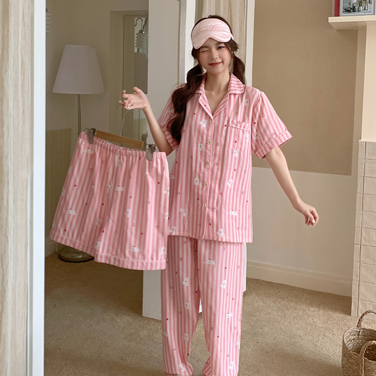 91家纺网 家纺一手货源 找家纺 爱思佳 2026新款全棉纯棉双层纱短袖睡衣系列 西高地