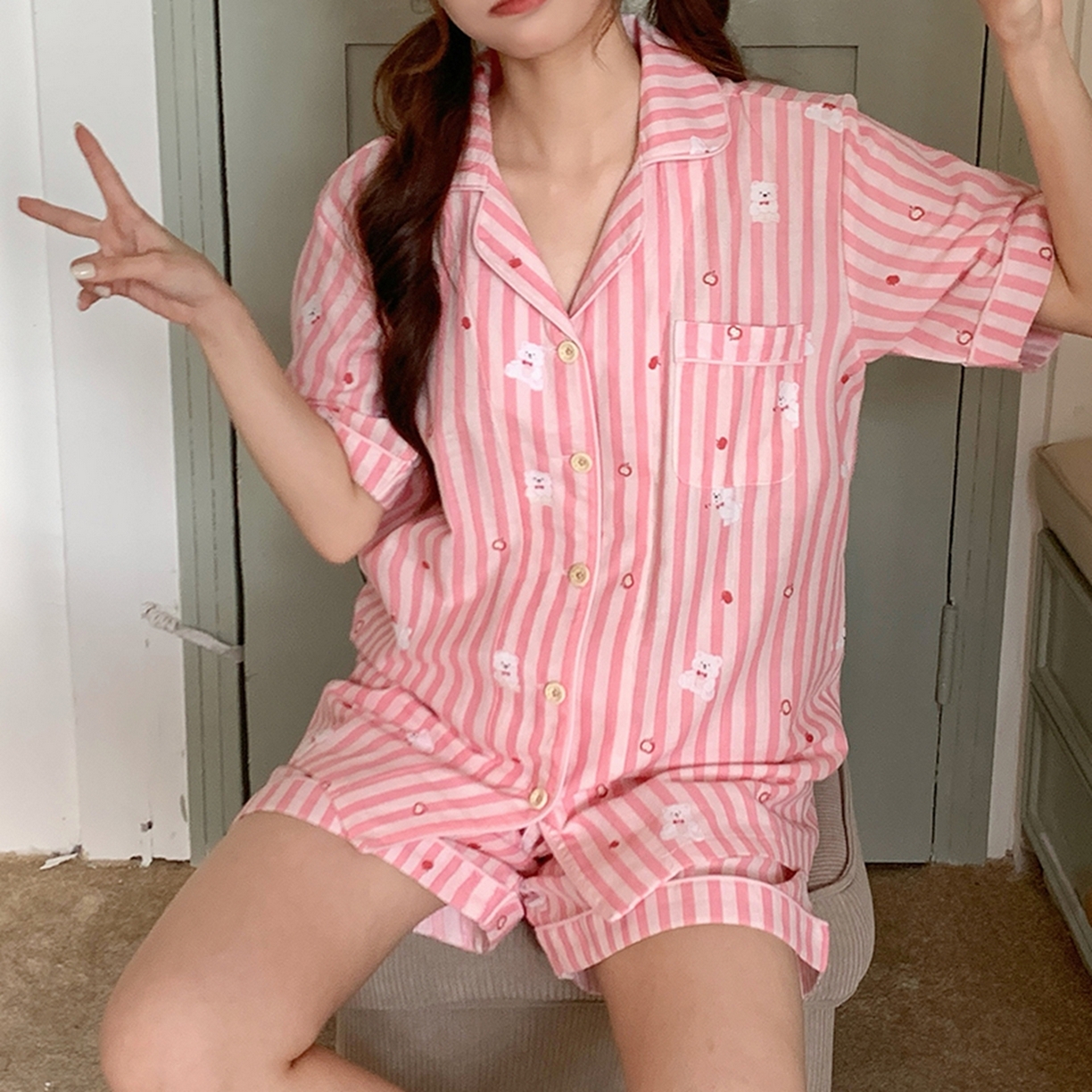 91家纺网 家纺一手货源 找家纺 爱思佳 2026新款全棉纯棉双层纱短袖睡衣系列 西高地