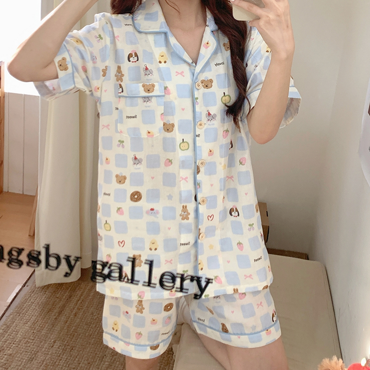 91家纺网 家纺一手货源 找家纺 爱思佳 2026新款全棉纯棉双层纱短袖睡衣系列 消消乐