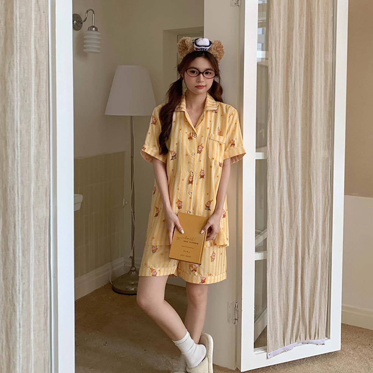 91家纺网 家纺一手货源 找家纺 爱思佳 2026新款全棉纯棉双层纱短袖睡衣系列 萌星