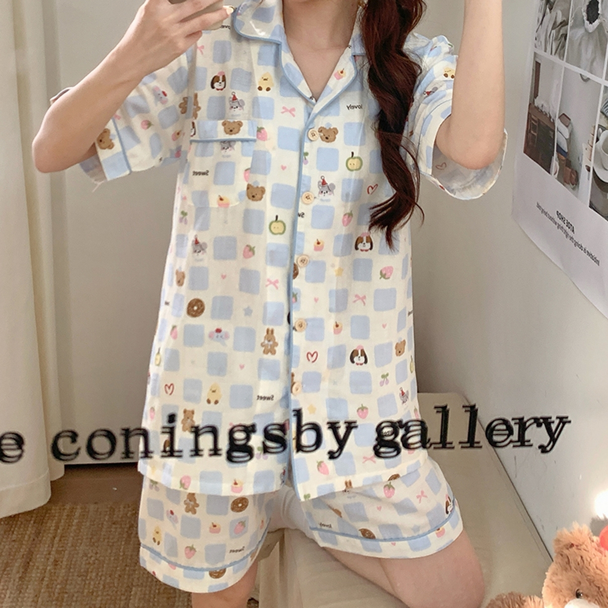 91家纺网 家纺一手货源 找家纺 爱思佳 2026新款全棉纯棉双层纱短袖睡衣系列 消消乐