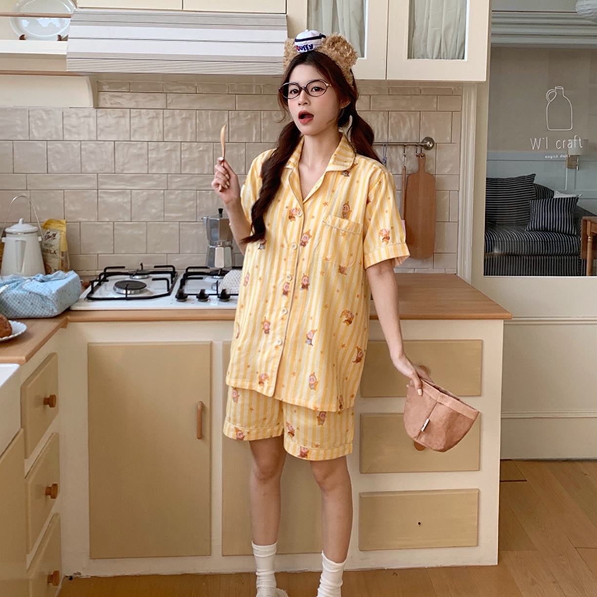 91家纺网 家纺一手货源 找家纺 爱思佳 2026新款全棉纯棉双层纱短袖睡衣系列 萌星