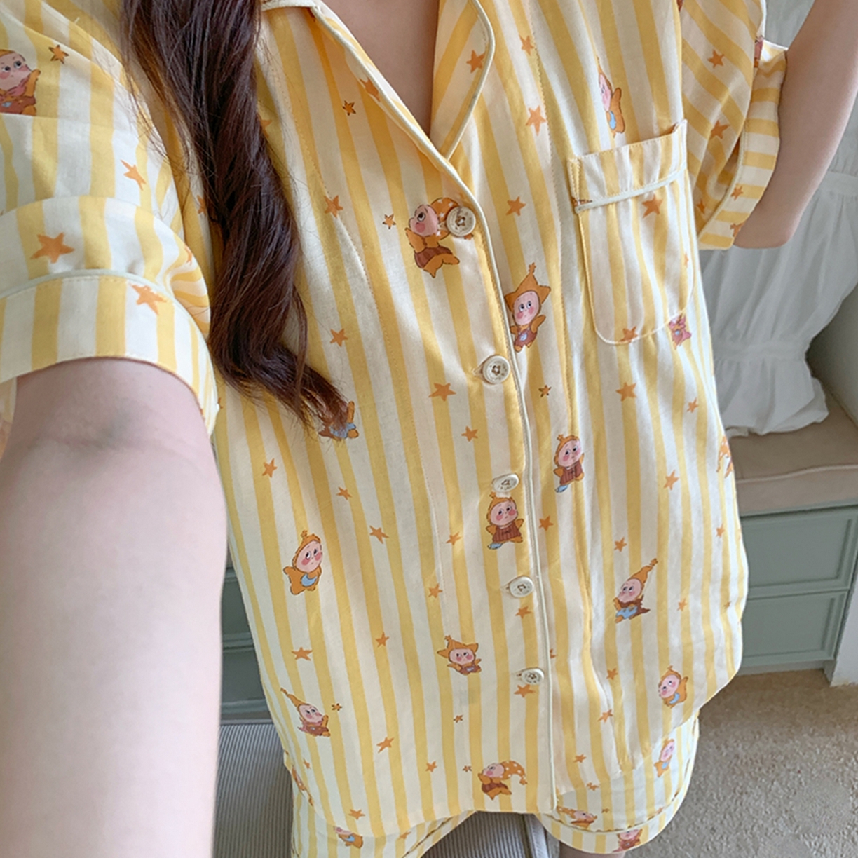 91家纺网 家纺一手货源 找家纺 爱思佳 2026新款全棉纯棉双层纱短袖睡衣系列 萌星