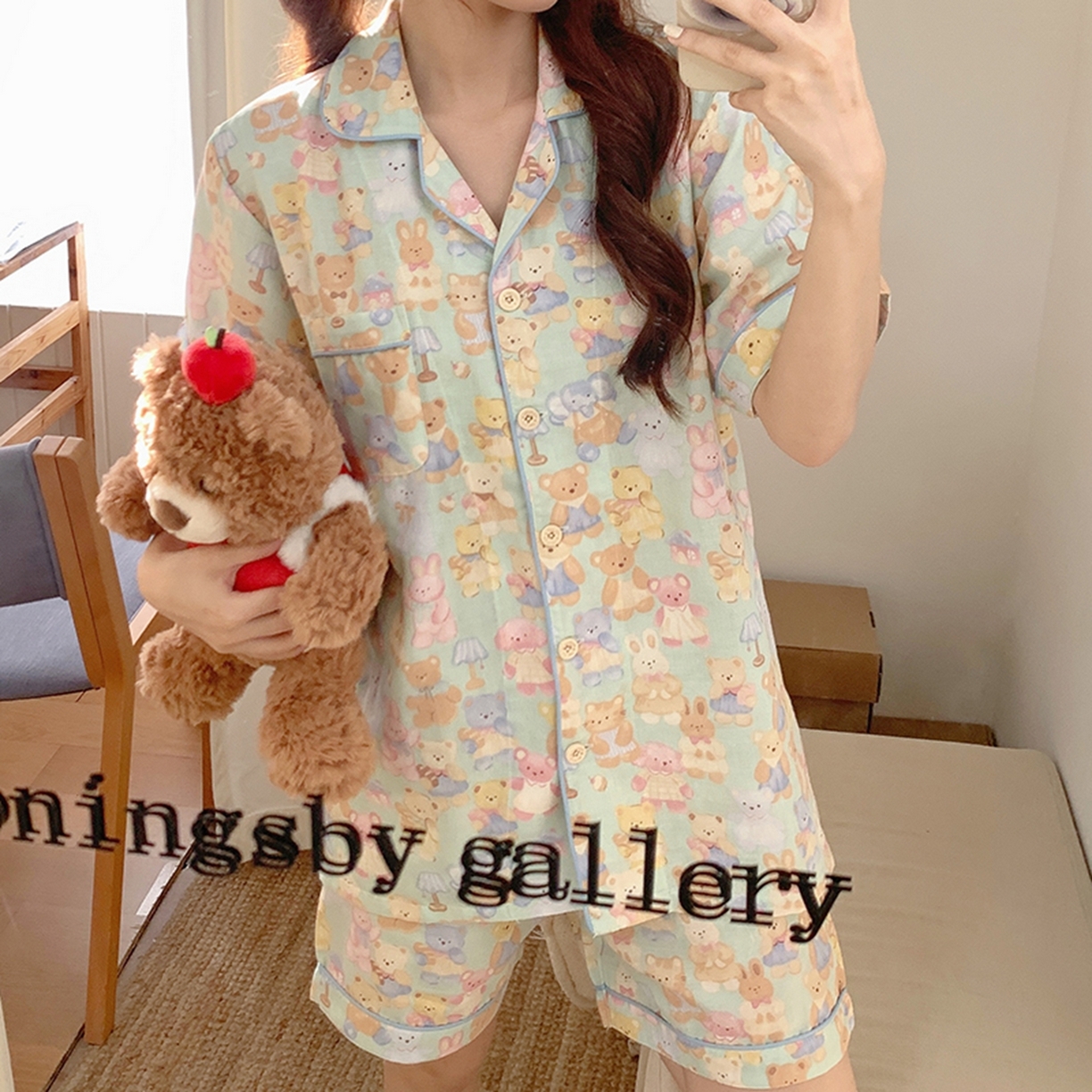 91家纺网 家纺一手货源 找家纺 爱思佳 2026新款全棉纯棉双层纱短袖睡衣系列 熊熊乐园