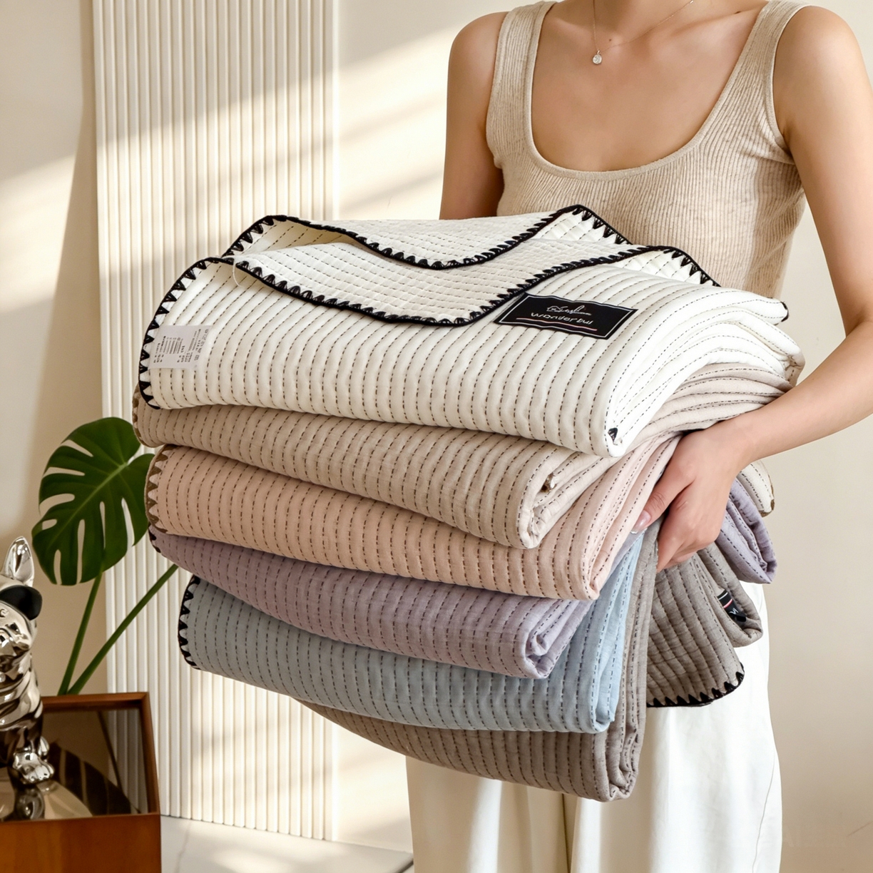 云恋家纺 2026新款A类全棉毛巾被全棉学生午睡毯薄款夏被沙发空调被办公室披肩毯 组合图仅供展示不可下单