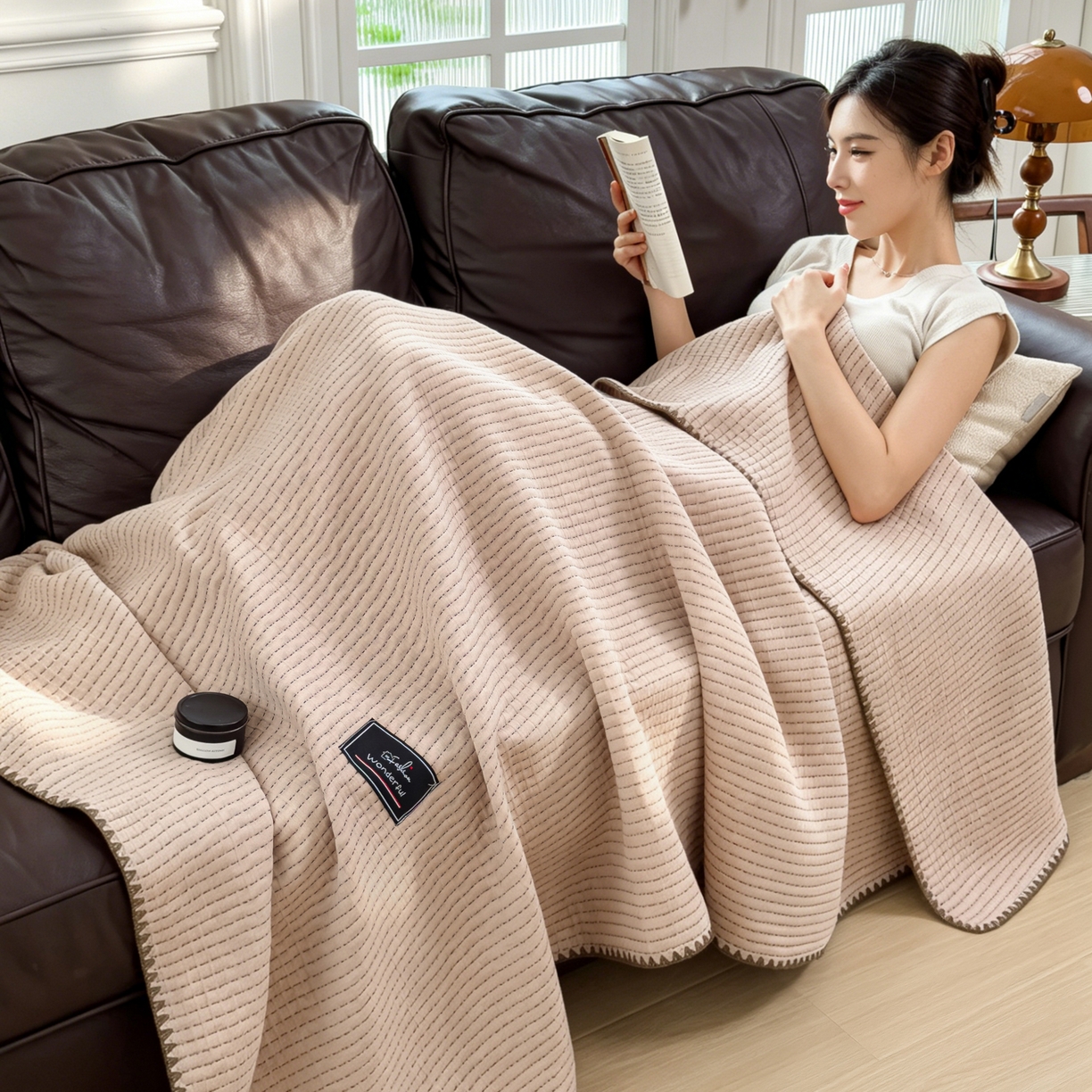 云恋家纺 2026新款A类全棉毛巾被全棉学生午睡毯薄款夏被沙发空调被办公室披肩毯 初见-迪卡驼