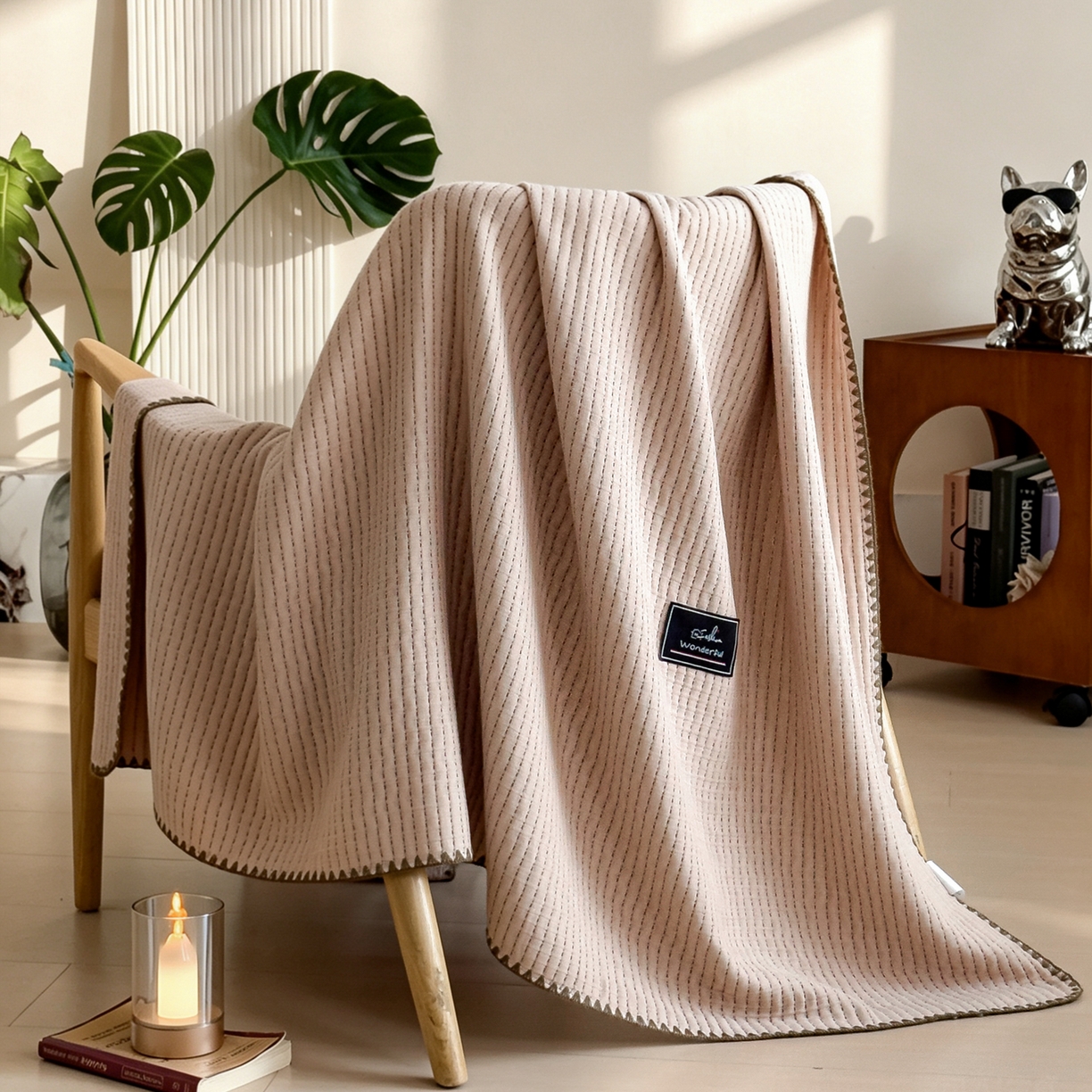 91家纺网 家纺一手货源 找家纺 云恋家纺 2026新款A类全棉毛巾被全棉学生午睡毯薄款夏被沙发空调被办公室披肩毯 初见-迪卡驼