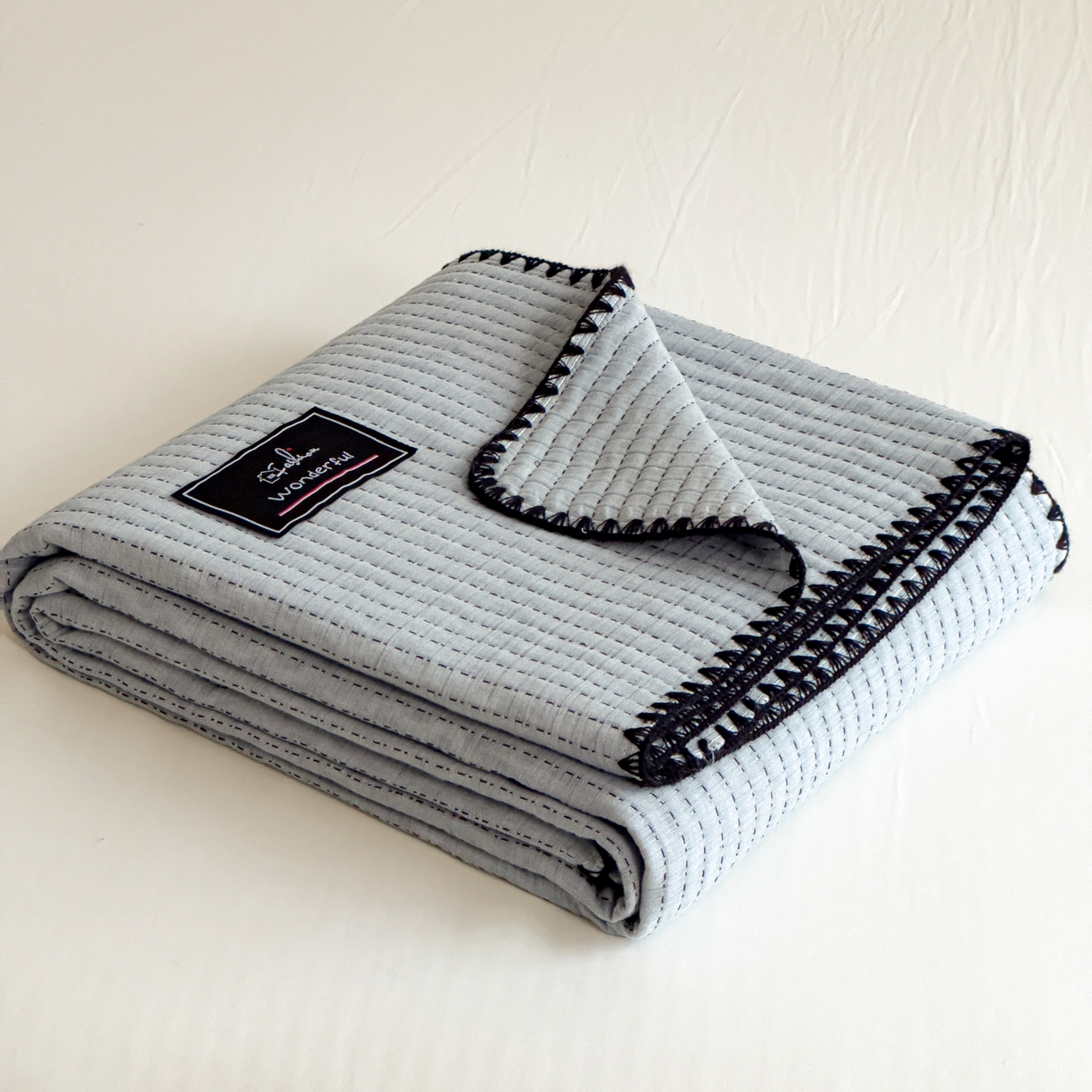 91家纺网 家纺一手货源 找家纺 云恋家纺 2026新款A类全棉毛巾被全棉学生午睡毯薄款夏被沙发空调被办公室披肩毯 初见-莱恩蓝