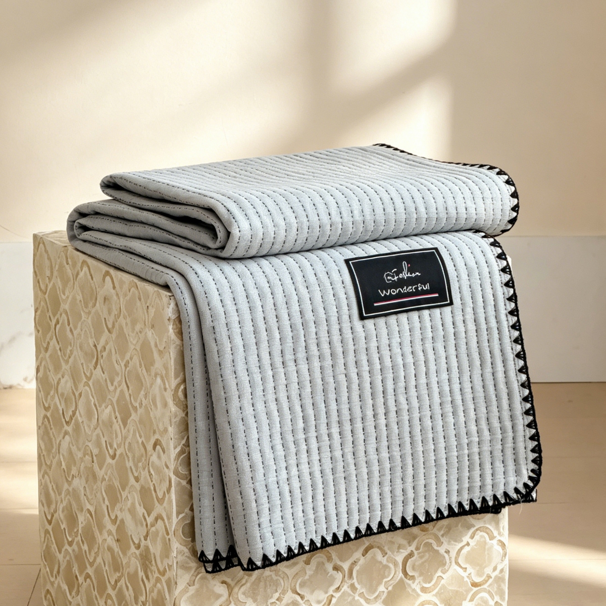 91家纺网 家纺一手货源 找家纺 云恋家纺 2026新款A类全棉毛巾被全棉学生午睡毯薄款夏被沙发空调被办公室披肩毯 初见-莱恩蓝