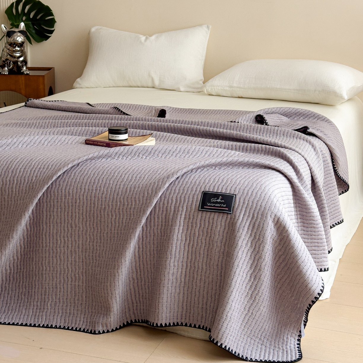 91家纺网 家纺一手货源 找家纺 云恋家纺 2026新款A类全棉毛巾被全棉学生午睡毯薄款夏被沙发空调被办公室披肩毯 初见-烟紫