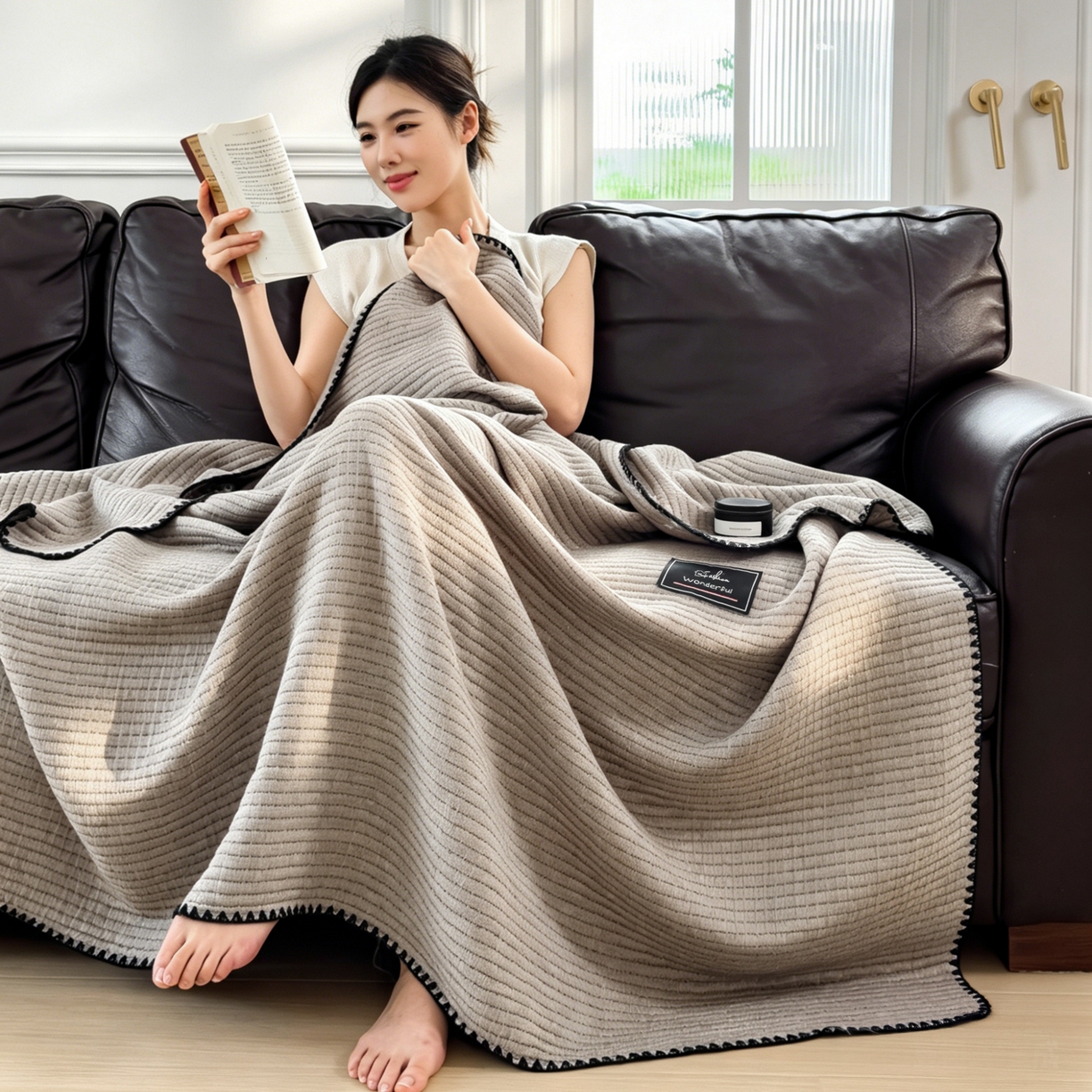 91家纺网 家纺一手货源 找家纺 云恋家纺 2026新款A类全棉毛巾被全棉学生午睡毯薄款夏被沙发空调被办公室披肩毯 初见-椰蓉灰