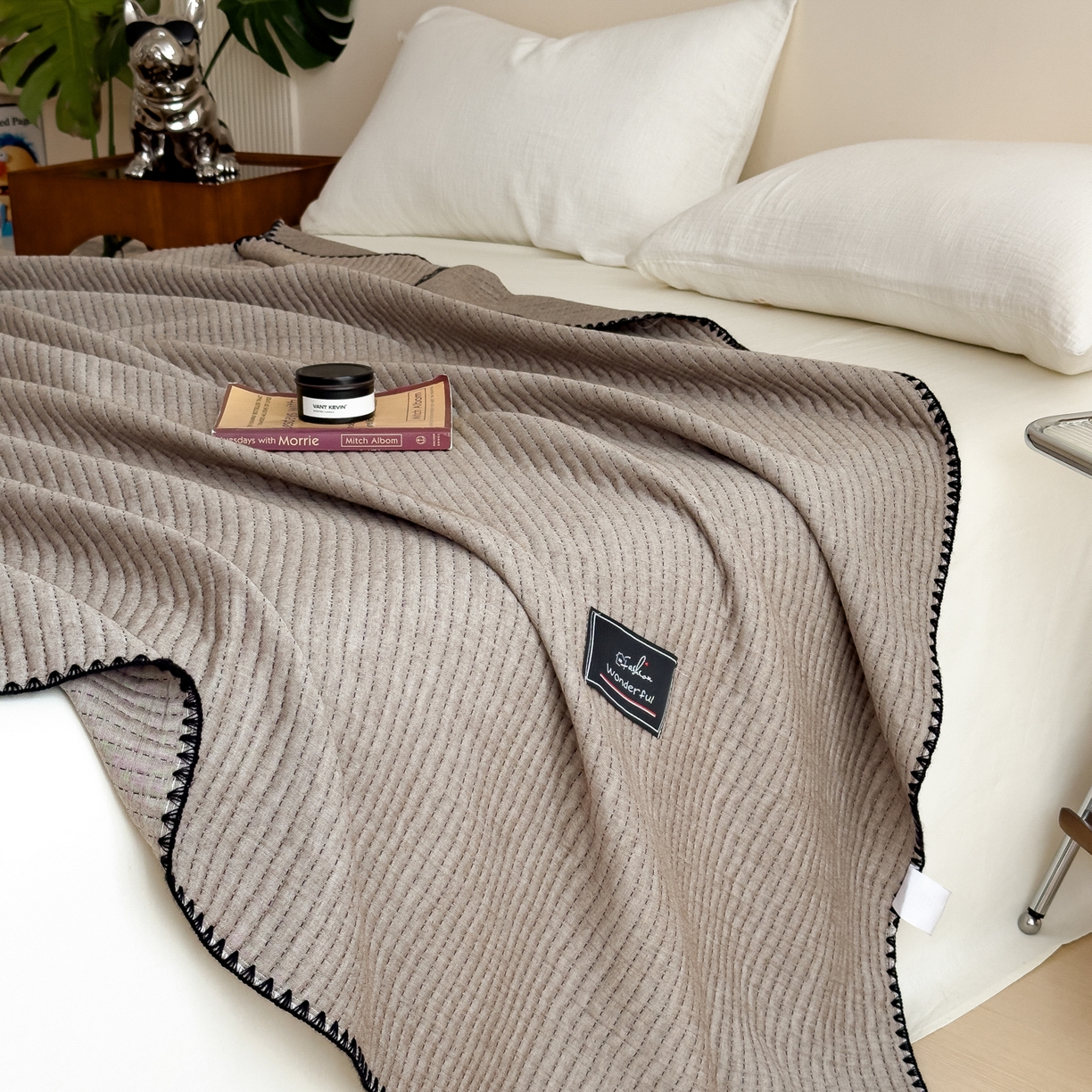 91家纺网 家纺一手货源 找家纺 云恋家纺 2026新款A类全棉毛巾被全棉学生午睡毯薄款夏被沙发空调被办公室披肩毯 初见-椰蓉灰