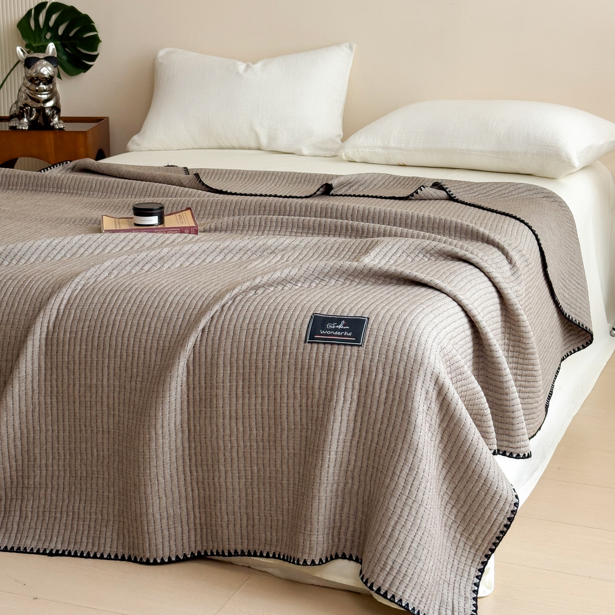 91家纺网 家纺一手货源 找家纺 云恋家纺 2026新款A类全棉毛巾被全棉学生午睡毯薄款夏被沙发空调被办公室披肩毯 初见-椰蓉灰