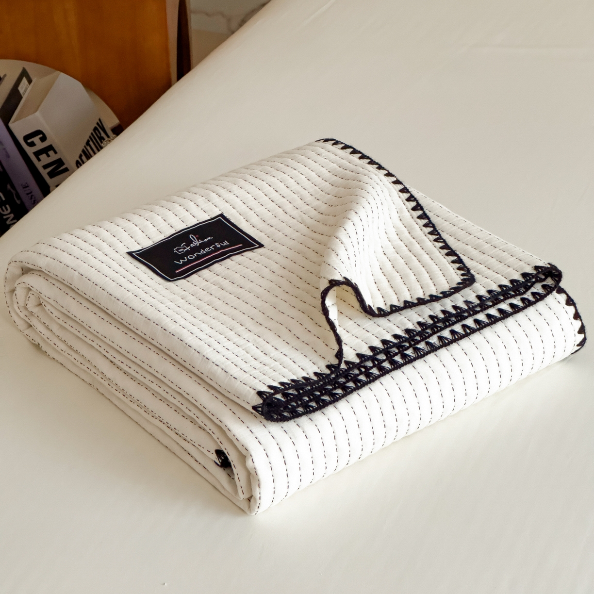 91家纺网 家纺一手货源 找家纺 云恋家纺 2026新款A类全棉毛巾被全棉学生午睡毯薄款夏被沙发空调被办公室披肩毯 初见-月白