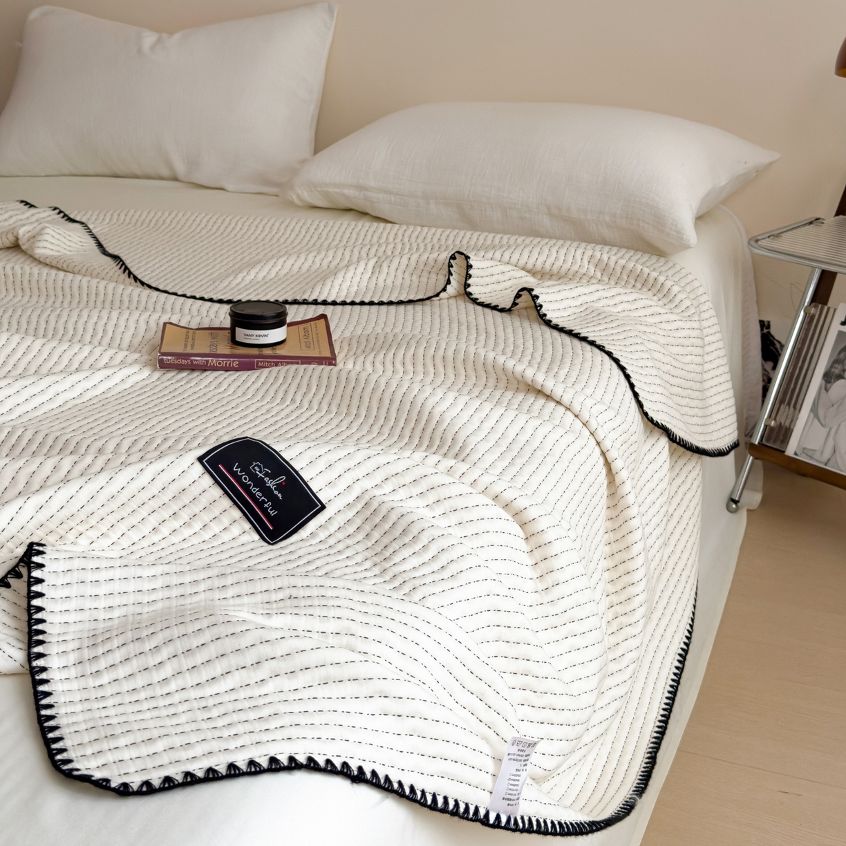 91家纺网 家纺一手货源 找家纺 云恋家纺 2026新款A类全棉毛巾被全棉学生午睡毯薄款夏被沙发空调被办公室披肩毯 初见-月白