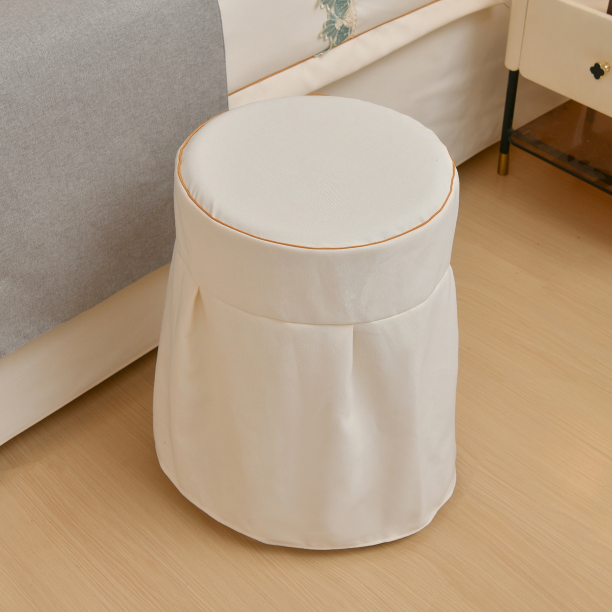 91家纺网 家纺一手货源 找家纺 莉人坊 2026新款彩棉麻床罩-富贵花开 富贵花开-米白