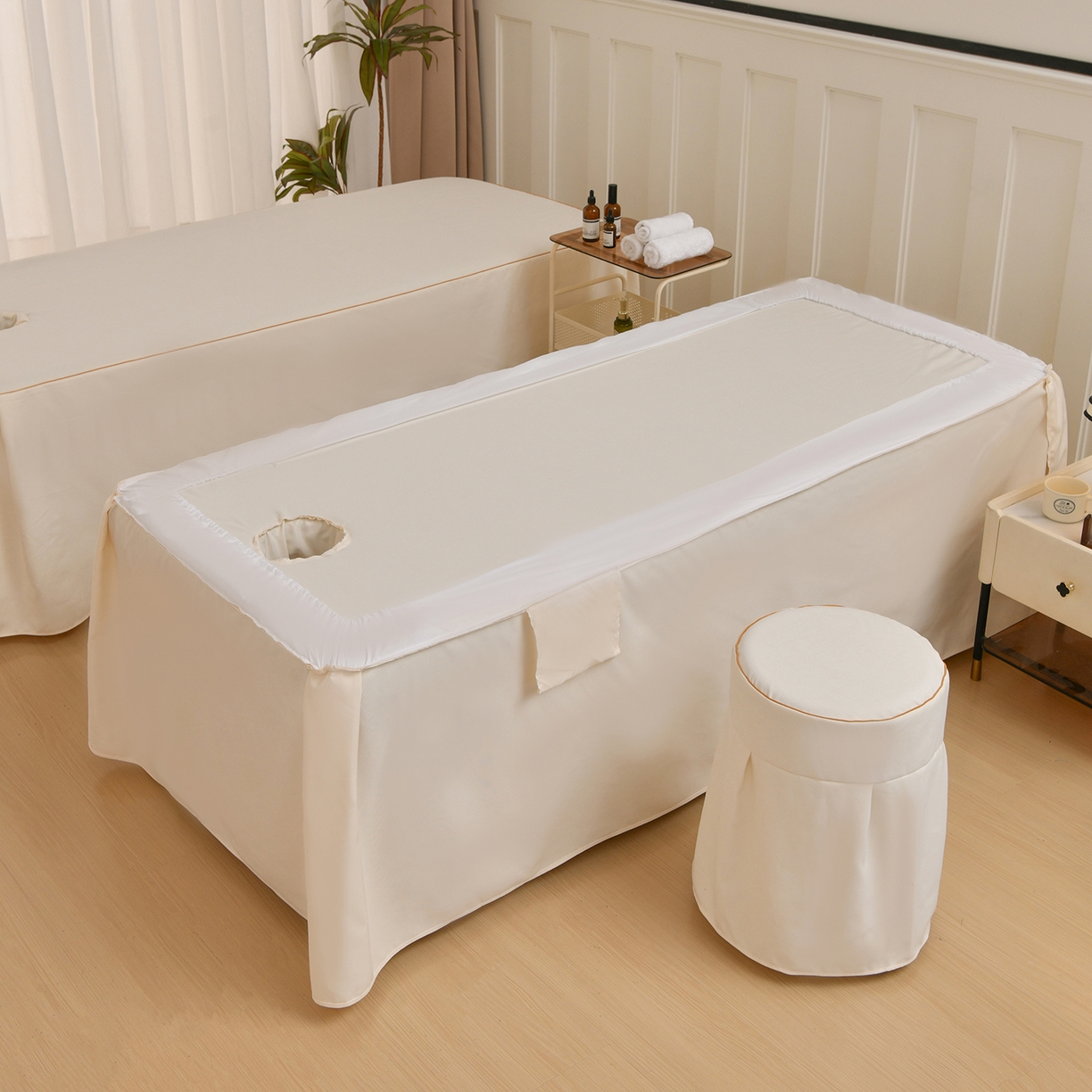 91家纺网 家纺一手货源 找家纺 莉人坊 2026新款彩棉麻床罩-富贵花开 富贵花开-米白