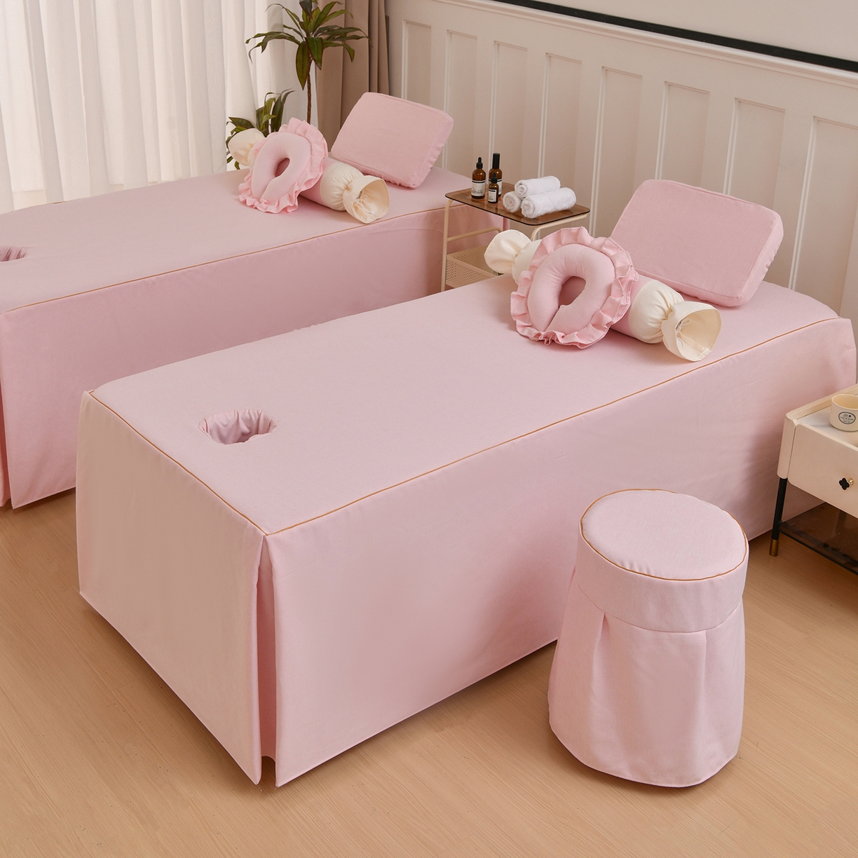 91家纺网 家纺一手货源 找家纺 莉人坊 2026新款彩棉麻床罩-富贵花开 富贵花开-珠粉