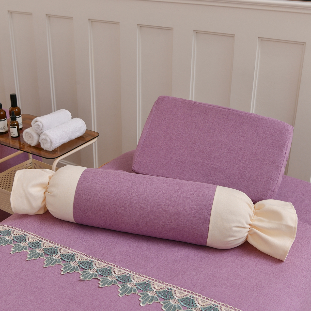 91家纺网 家纺一手货源 找家纺 莉人坊 2026新款彩棉麻床罩-富贵花开 富贵花开-幻紫