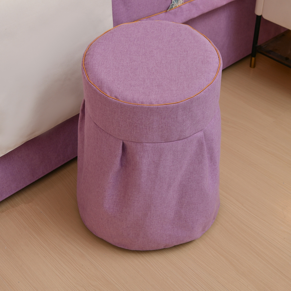 91家纺网 家纺一手货源 找家纺 莉人坊 2026新款彩棉麻床罩-富贵花开 富贵花开-幻紫