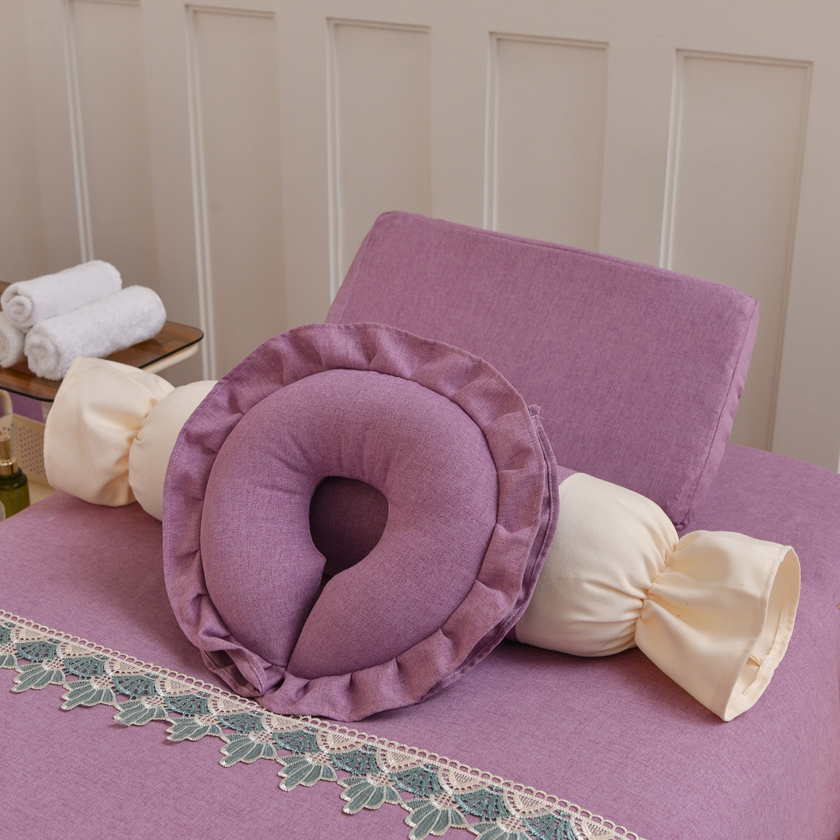 91家纺网 家纺一手货源 找家纺 莉人坊 2026新款彩棉麻床罩-富贵花开 富贵花开-幻紫