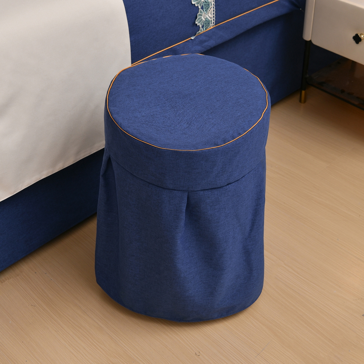 91家纺网 家纺一手货源 找家纺 莉人坊 2026新款彩棉麻床罩-富贵花开 富贵花开-海蓝