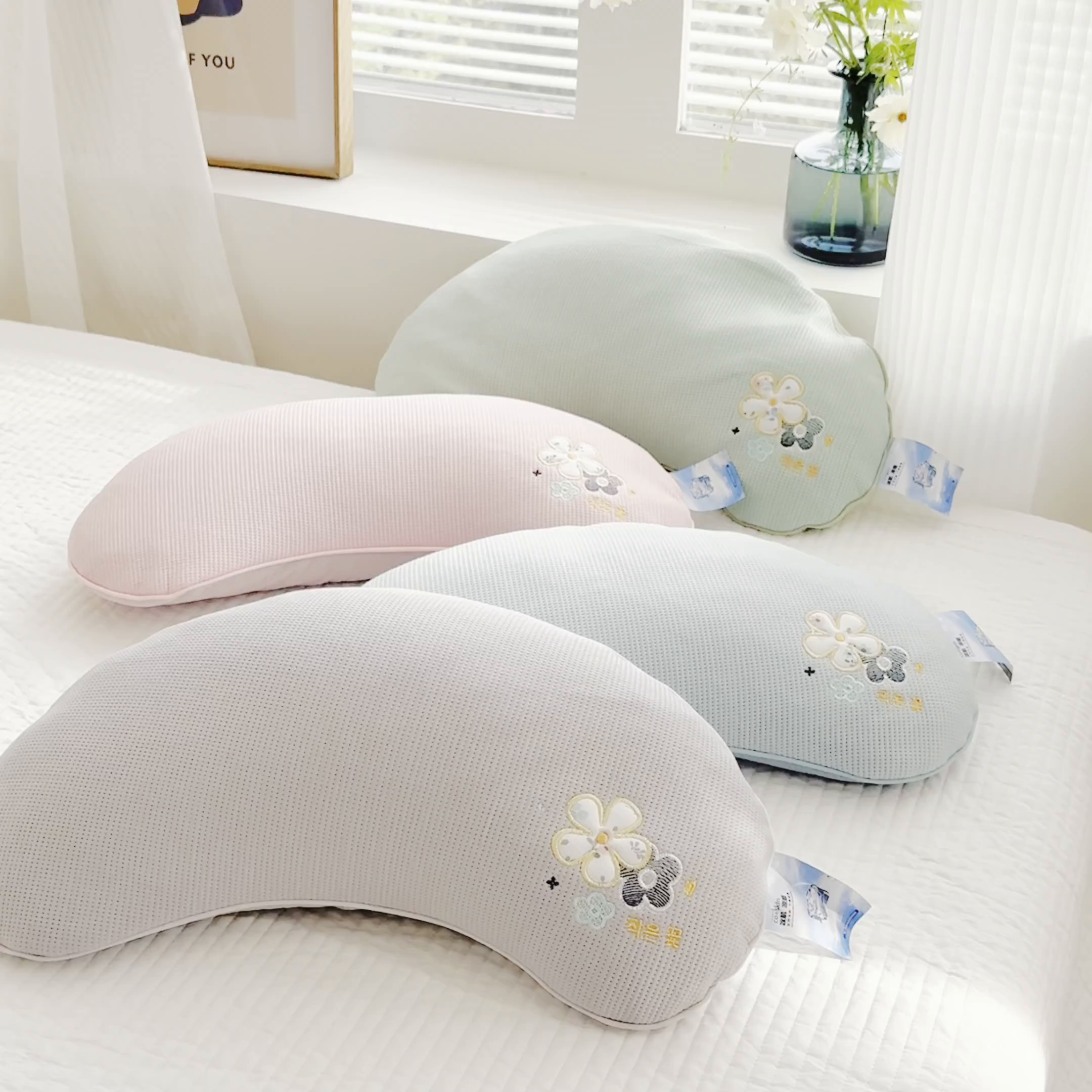 91家纺网 家纺一手货源 找家纺 （总）蔻眠 凉感丝花眠月牙荞麦护颈枕芯夏季凉豆豆枕头