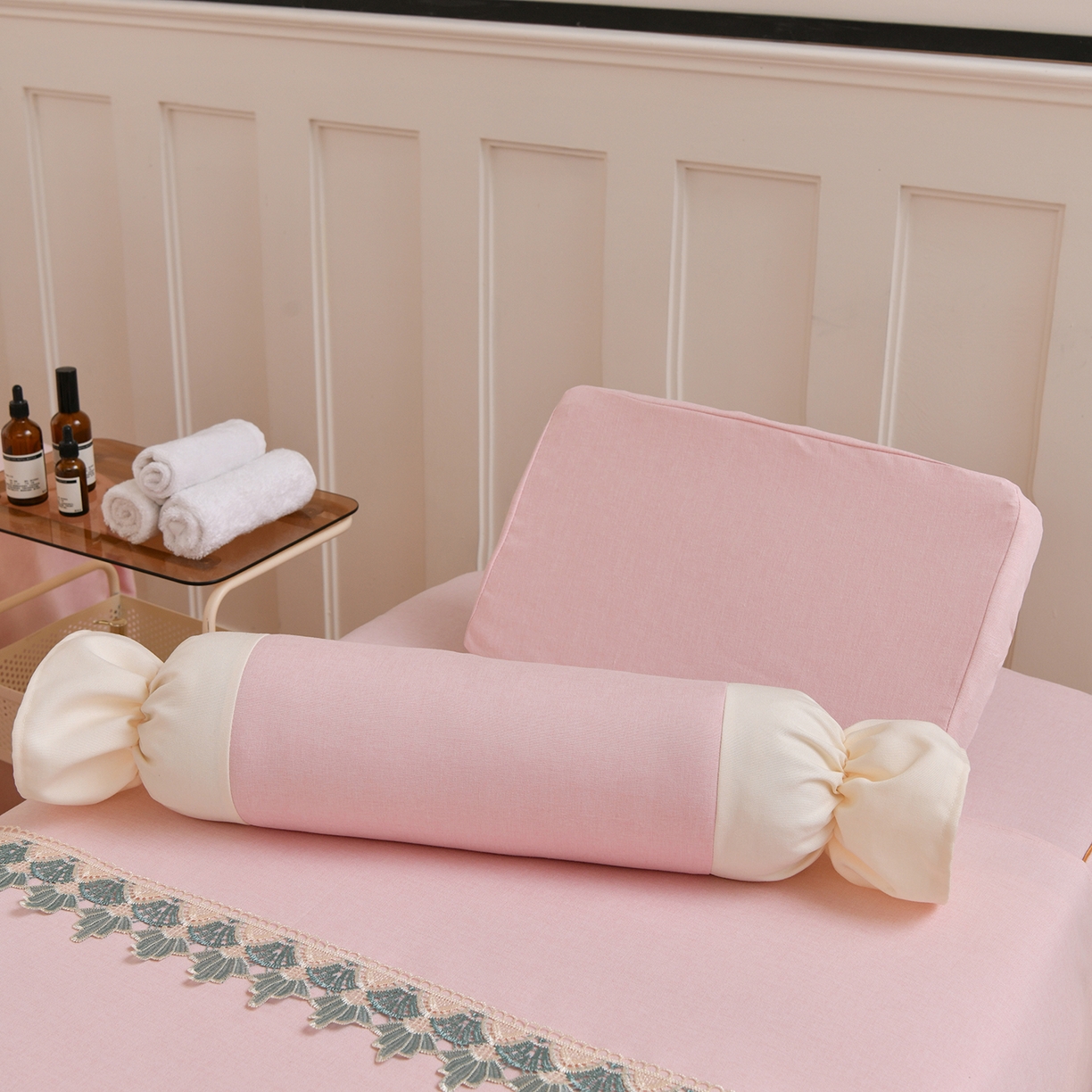 91家纺网 家纺一手货源 找家纺 莉人坊 2026新款彩棉麻床罩-富贵花开 富贵花开-珠粉