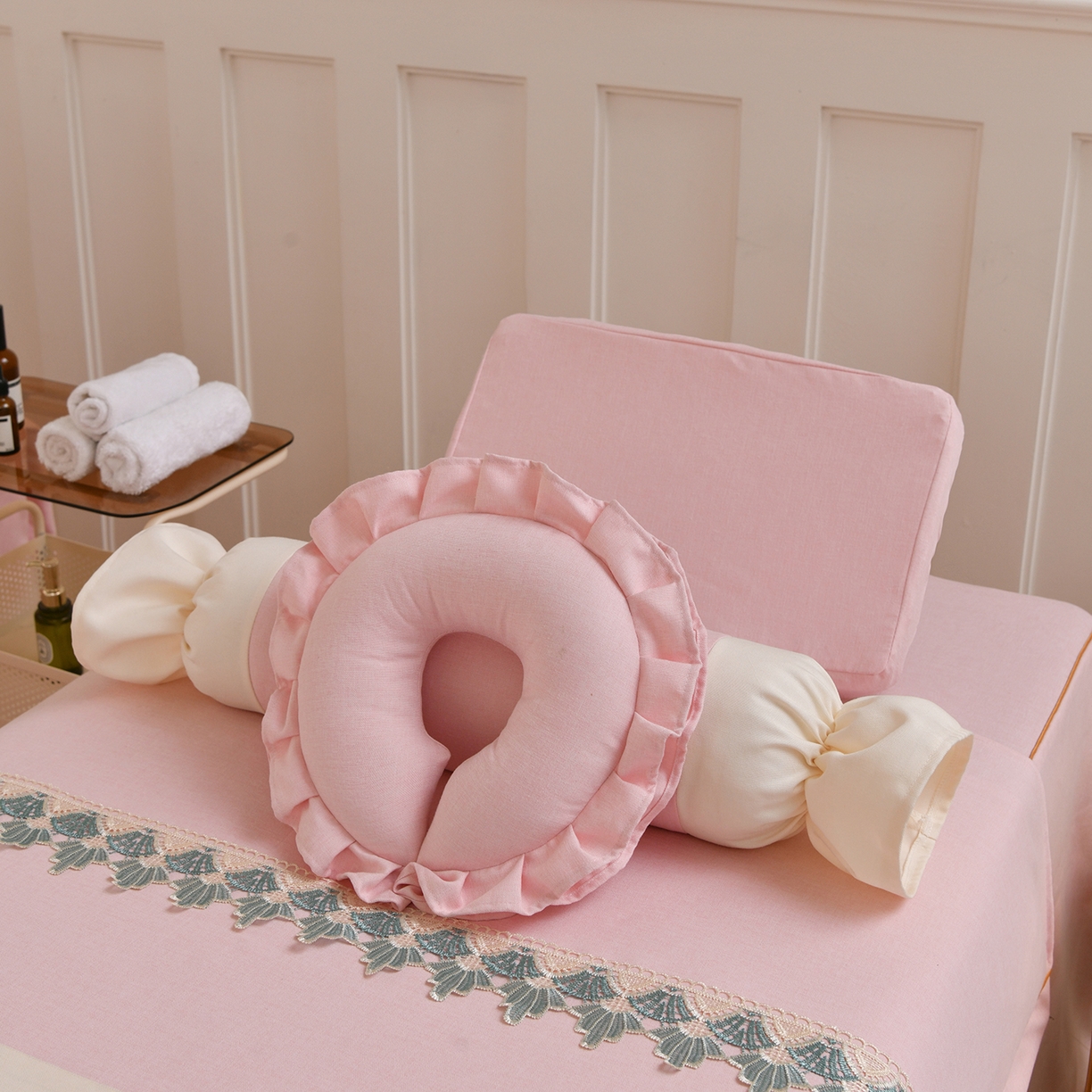 91家纺网 家纺一手货源 找家纺 莉人坊 2026新款彩棉麻床罩-富贵花开 富贵花开-珠粉