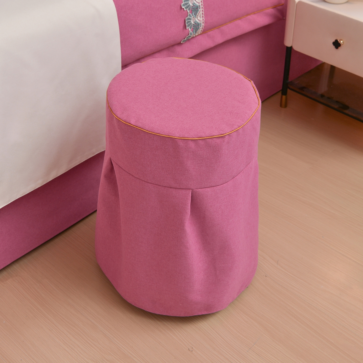 91家纺网 家纺一手货源 找家纺 莉人坊 2026新款彩棉麻床罩-富贵花开 富贵花开-玫红